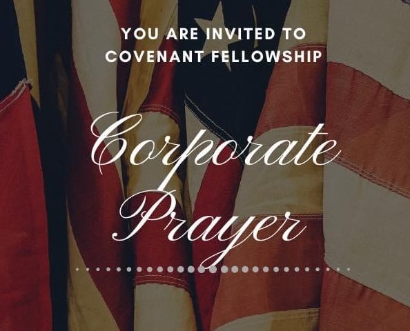 corporate prayer with flag background